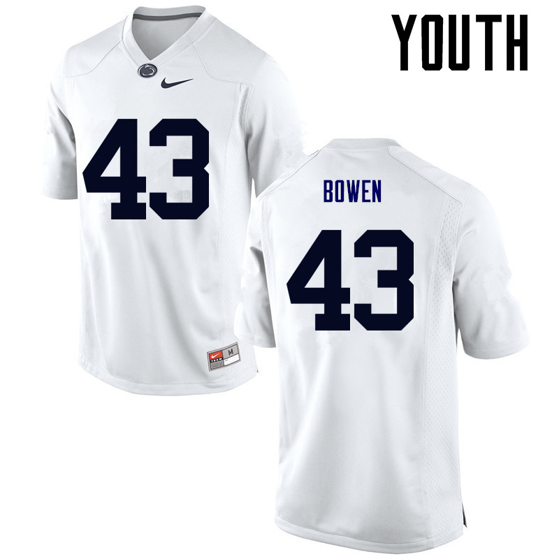 NCAA Nike Youth Penn State Nittany Lions Manny Bowen #43 College Football Authentic White Stitched Jersey FLC6398BK